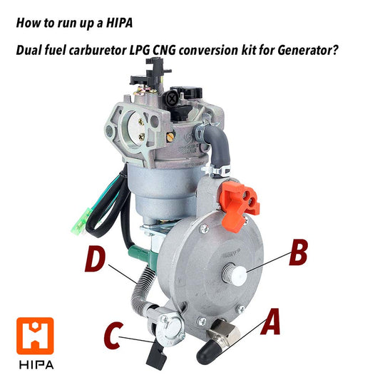 How to run up a HIPA Dual fuel carburetor LPG CNG conversion kit for Generator?