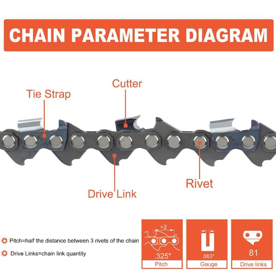 Hipa 20 Inch MS290 Chain .325 Pitch .063 Gauge 81 DL For Stihl MS271 MS261 MS270 MS280 MS 260 290 024 026 028 Chainsaw #26RM3 81 22BPX081G