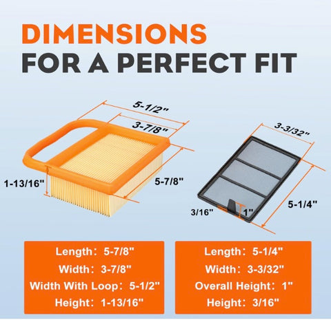 Hipa 5-Pack Air Filter Set For Stihl TS410 TS420 TS480 TS500i Concrete Cut-Off Saws Replace 4238-141-0300 4238-140-1800 4238-140-4402