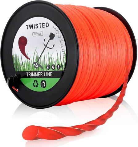 Hipa .095 5-Pound by 1889-ft Trimmer Line Round Twist,Commercial 2.4 mm/095-Inch String Trimmer Line in Spool,Weed Eater String 095 with Line Cutter Orange SOAK for 24H Before Using