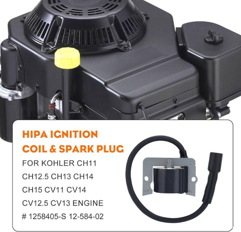 Hipa 12-584-02 Ignition Coil for Kohler CH11 CH11T CH11GT CH12.5 CH13 CH14 CH15 CV11 CV14 CV12.5 CV13 CV13T Engine Mower Replace 1258405-S