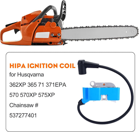 Hipa 537277401 Ignition Coil for Husqvarna 362XP 365 71 371EPA 570 570XP 575XP EPA CS2163 CS2165 CS2171 Chainsaw Replace 537162204 544047101 510115703