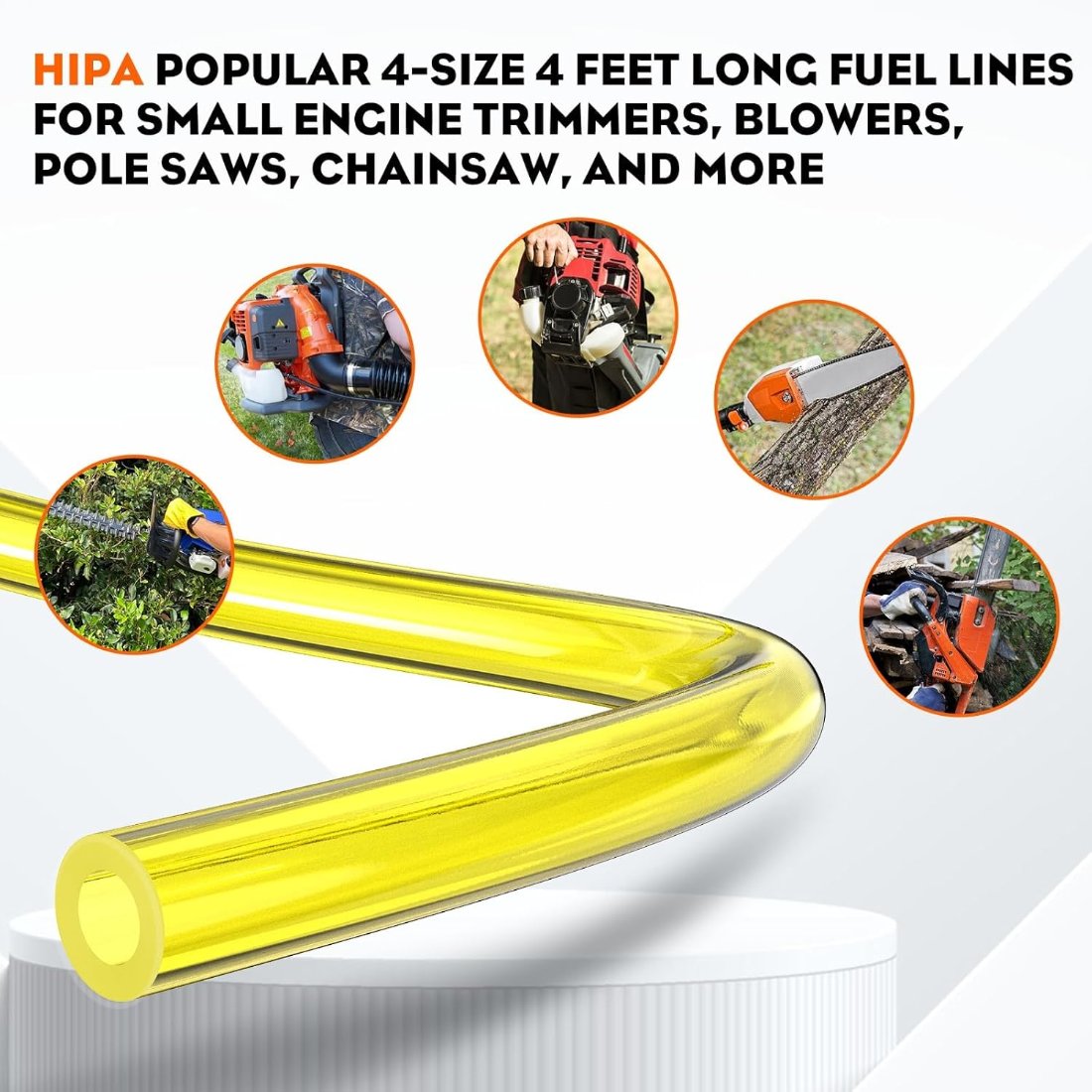 Hipa 4 Sizes 4-Feet-Each Fuel Line Hose Tube for 2-stroke Stihl Poulan Chainsaw Weedeater Trimmer Leaf Blower I.D. x O.D. 3/32 x 3/16 1/8 x 3/16 inch