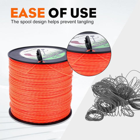 Hipa .095 5-Pound by 1889-ft Trimmer Line Round Twist,Commercial 2.4 mm/095-Inch String Trimmer Line in Spool,Weed Eater String 095 with Line Cutter Orange SOAK for 24H Before Using