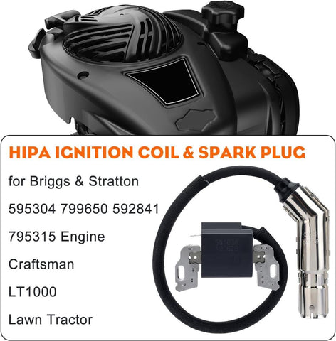 Hipa 595304 Magneto Armature Ignition Coil for Briggs & Stratton 799650 592841 795315 Intek OHV Engine Poulan Craftsman MTD Troy-Bilt Mower Engine