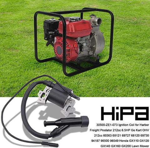 Hipa 196cc 212cc GX160 Ignition Coil for Honda GX120 GX140 GX200 Predator 5.5hp 6.5hp Go Kart OHV 60363 68121 69727 Lawn Mower Engine Replaces 30500-ZE1-073 30500-ZE1-033 30500-ZE1-063