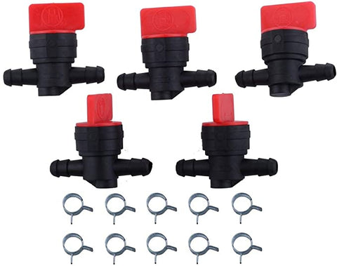 Hipa 494768 698183 Fuel Shut Off Valve with clamp compatible with Lawn Mower Snow Blower Tractor (Pack of 5)