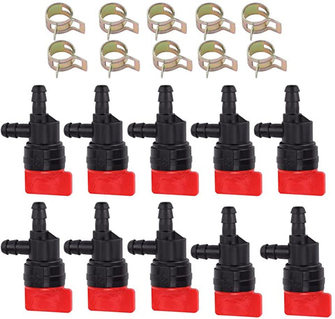 Hipa 10 Pack 1/4 inch Fuel Shut Off Valve 90 Degree Replace BS 698181 494539 697944 Engine