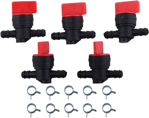 Hipa 494768 698183 Fuel Shut Off Valve with clamp compatible with Lawn Mower Snow Blower Tractor (Pack of 5)