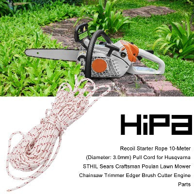 Hipa Recoil Starter Rope 10-Meter 3.0mm Pull Cord for STIHL Poulan Husqvarna Chainsaw Lawn Mower Trimmer Edger Brush Cutter Engine